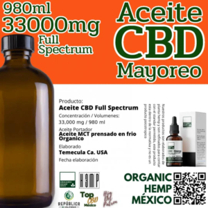 aceite de cbd a granel organic hemp mexico 33000 mg