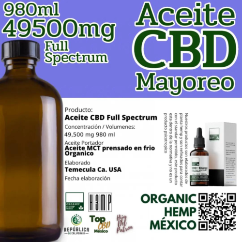 aceite de cbd 49500 mg 980 ml organic hemp mexico