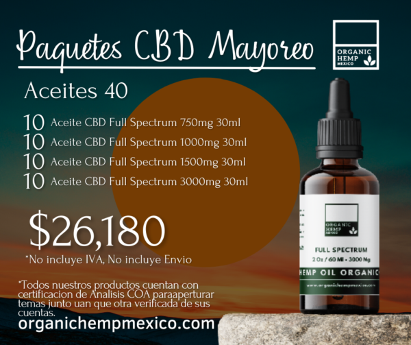 paquete cbd mayoreo organic hemp mexico aceites 40